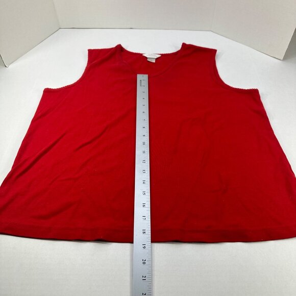 CJ Banks Women's Size 1X Top V-Neck Sleeveless Red Top Preowned - Picture 9 of 11